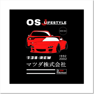 RX-7 (Red) OSJ LifeStyle [Black Edition] Posters and Art